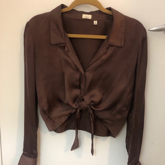 WILFRED Tie Front Satin Blouse, Size XS - Picture 2 of 2